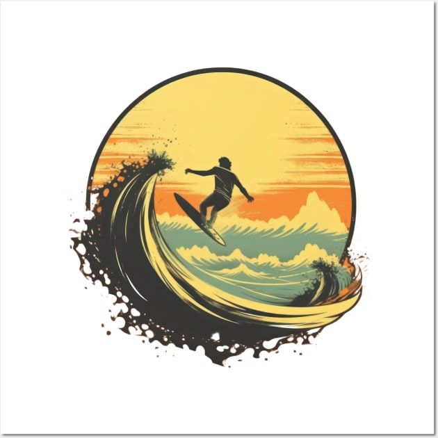 Taking it back to the old school with this vintage retro surfer skater design Wall Art by Pixel Poetry